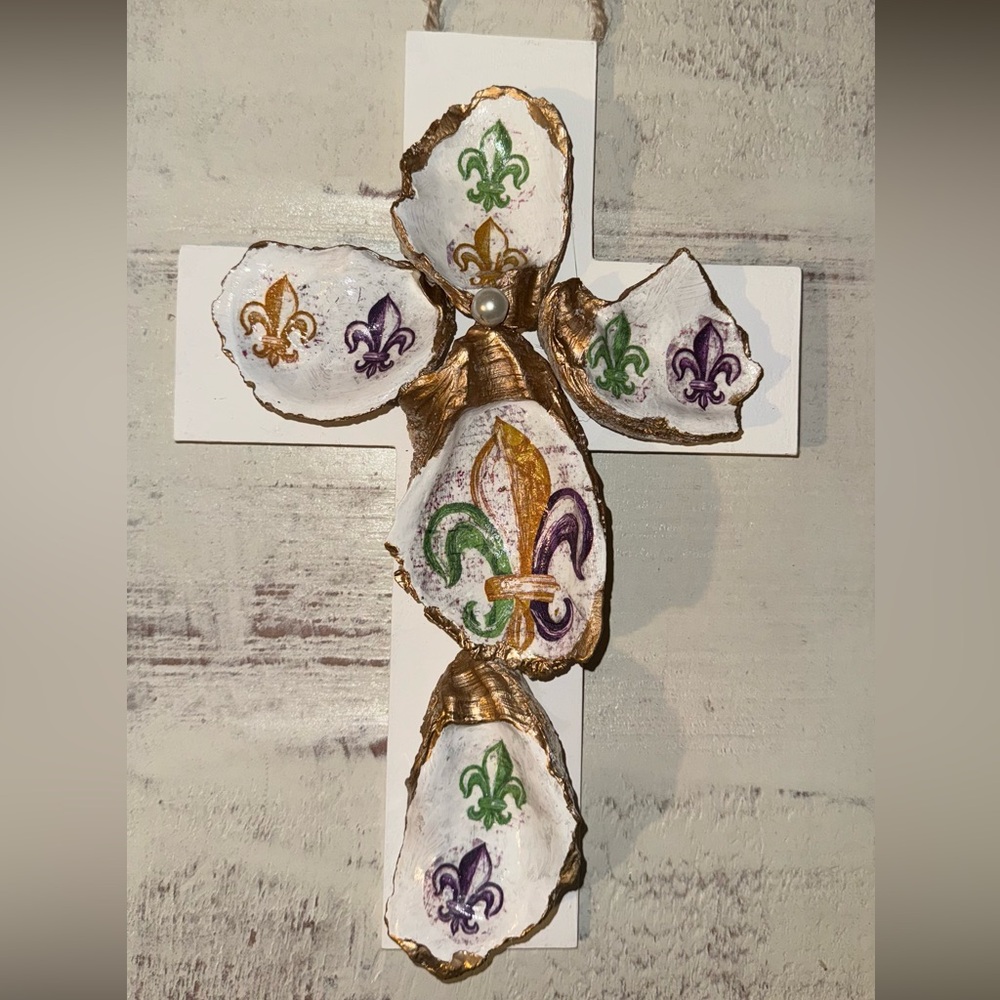 Oyster Shell Cross * Mardi Gras Edition *